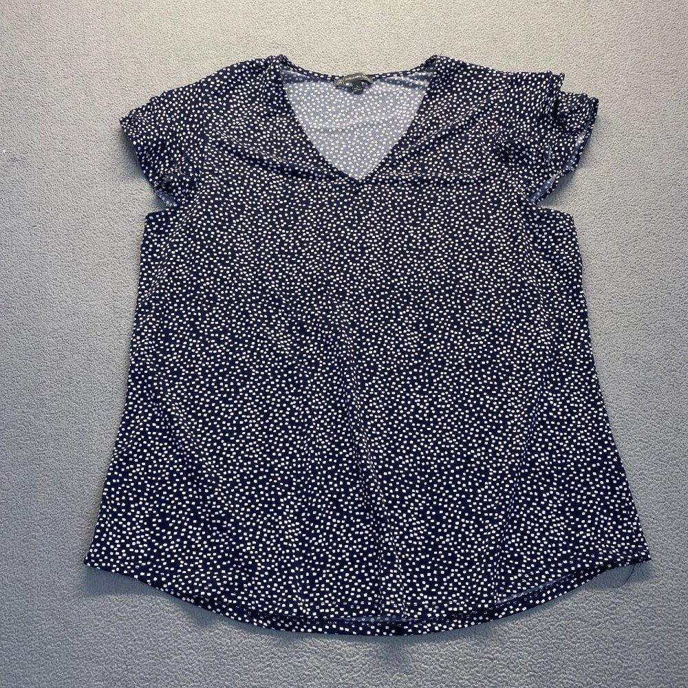 Adrianna Papell Womens Blue‎ Short Sleeve Business Top Blouse Shirt Large